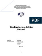 deshidratación del gas natural