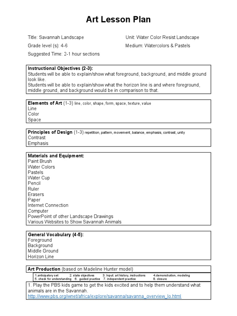 Landscape Lesson Plan Pdf Watercolor Painting Drawing