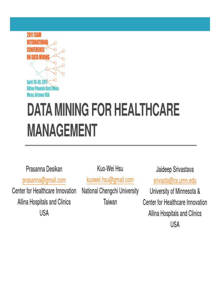 Data Mining Example in Health Care.pdf | Electronic Health Record ...