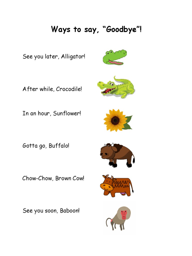 Rhyming Animal Goodbyes | PDF
