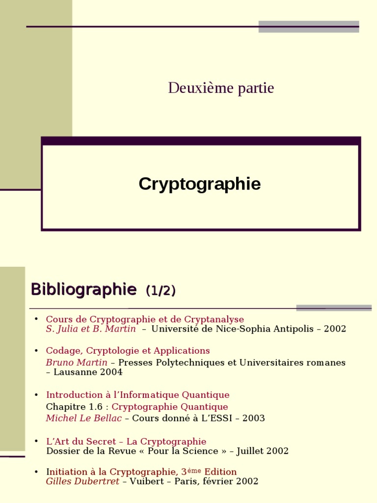 Bibliographie et Concepts de Cryptologie | PDF | Cryptage | Cryptographie