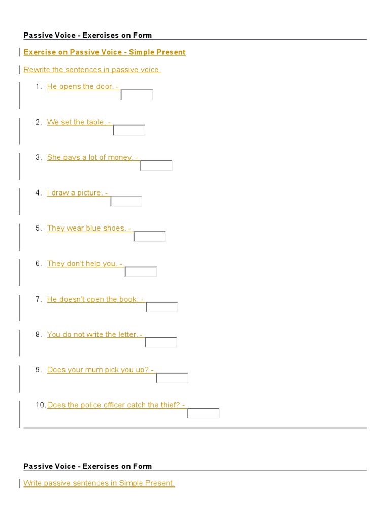 Simple Present Passive Voice Exercises | PDF | Language Arts & Discipline