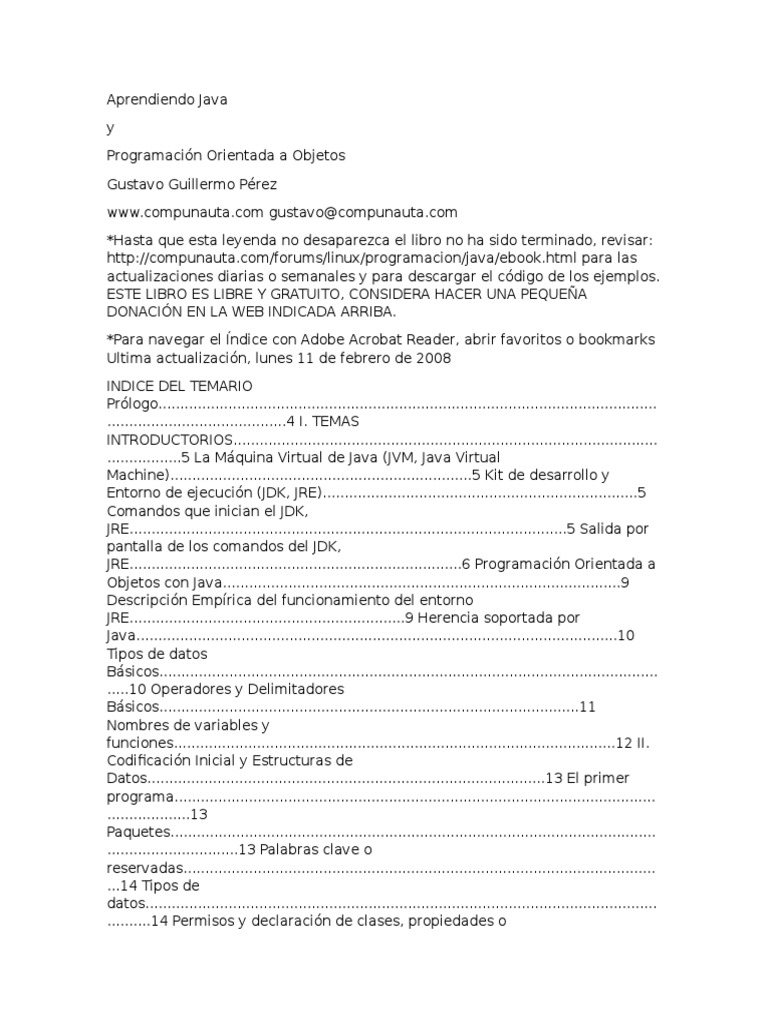 Aprendiendo Java | PDF | máquina virtual de Java | Java (lenguaje de ...