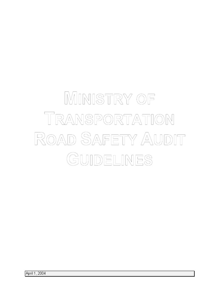 Road Safety Audit Guidelines Overview | PDF | Audit | Road Traffic Safety