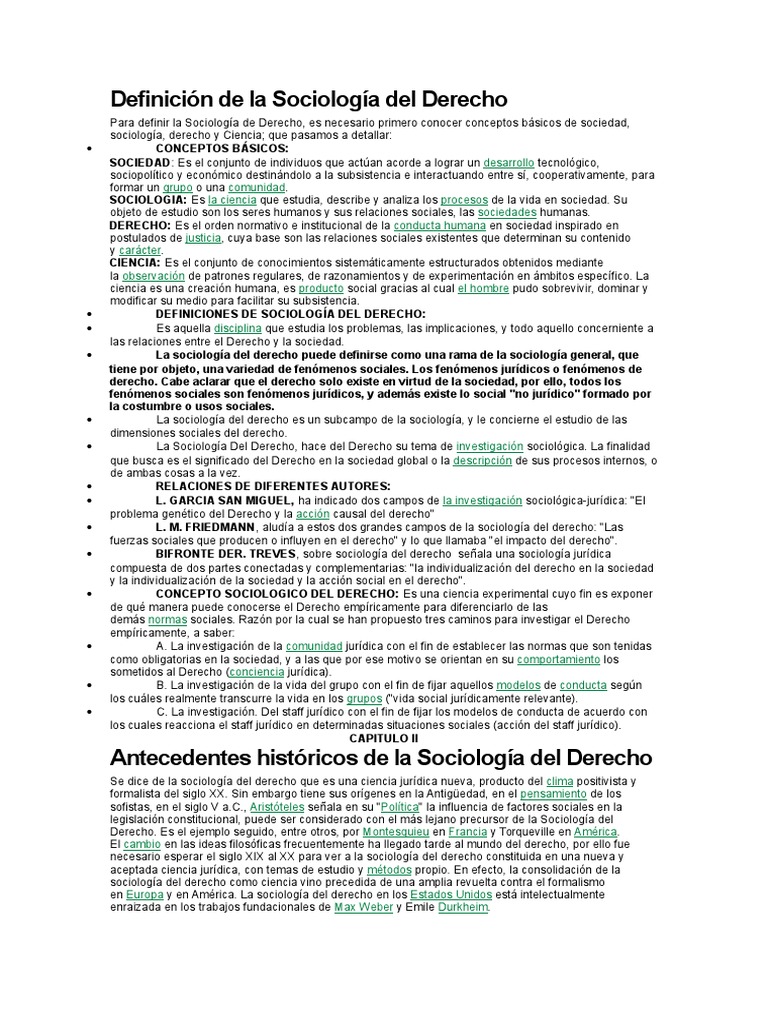 Definición de La Sociología Del Derecho Sociología Interdisciplinariedad