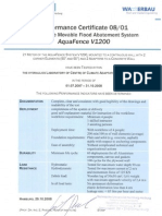 Aquafence Performance Certificate