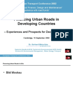 Financing Urban Roads in Developing Countries: - Experiences and Prospects For Decentralisation