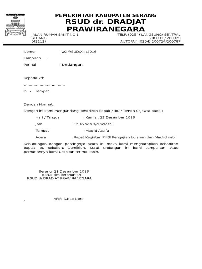 Contoh Surat Undangan Acara Maulid Nabi Saw