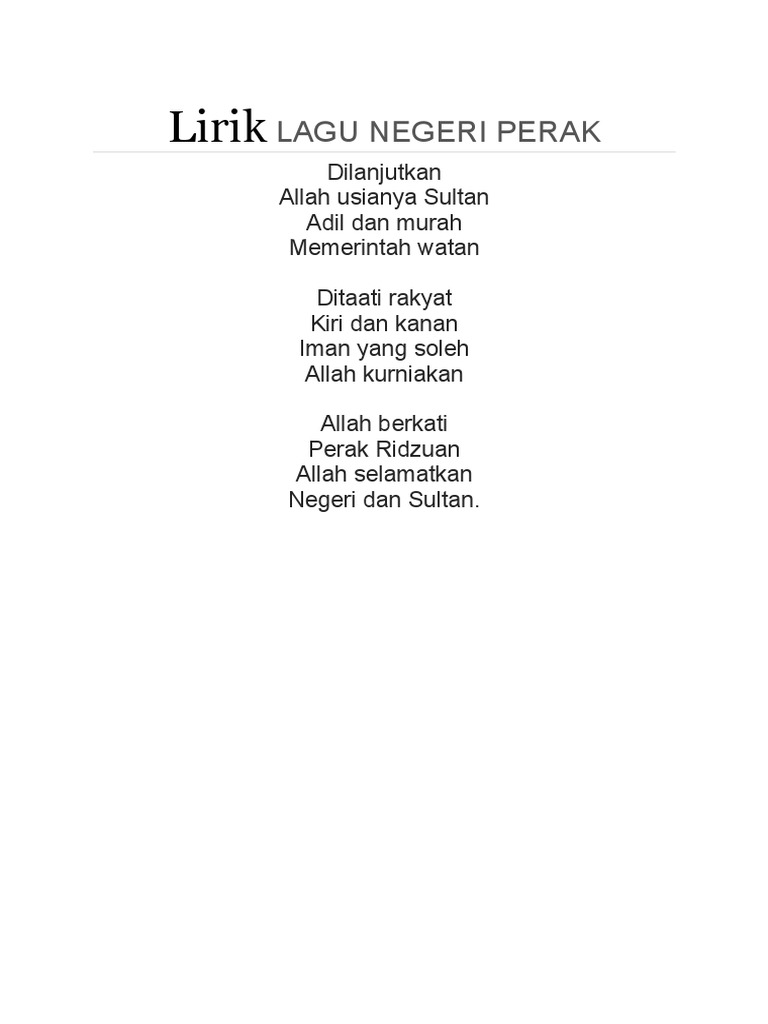 Lirik Lagu Negeri Perak Pdf