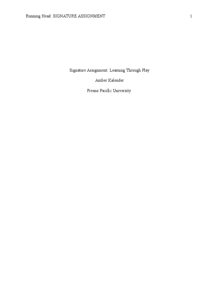 Ecd 400 Signature Assignment | PDF | Preschool | Curriculum