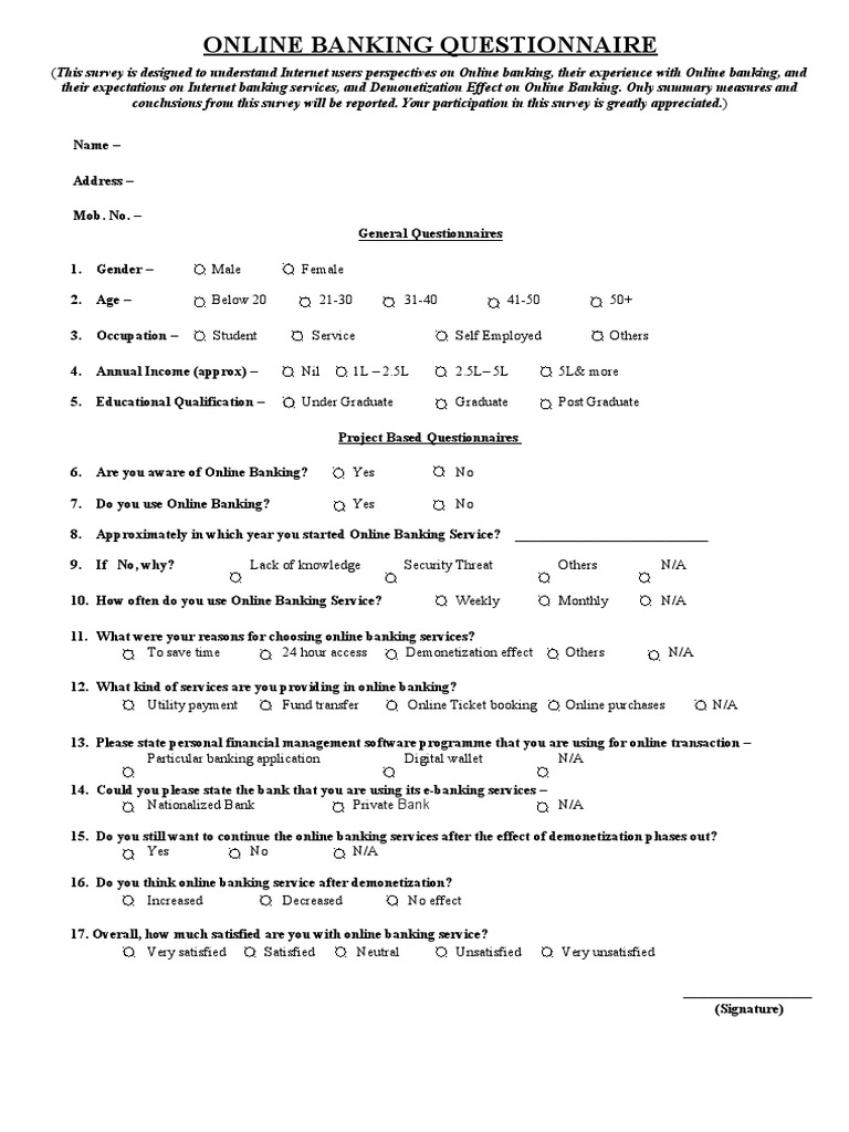 Final Questionnaire 2 PDF Online Banking Banks & Banking