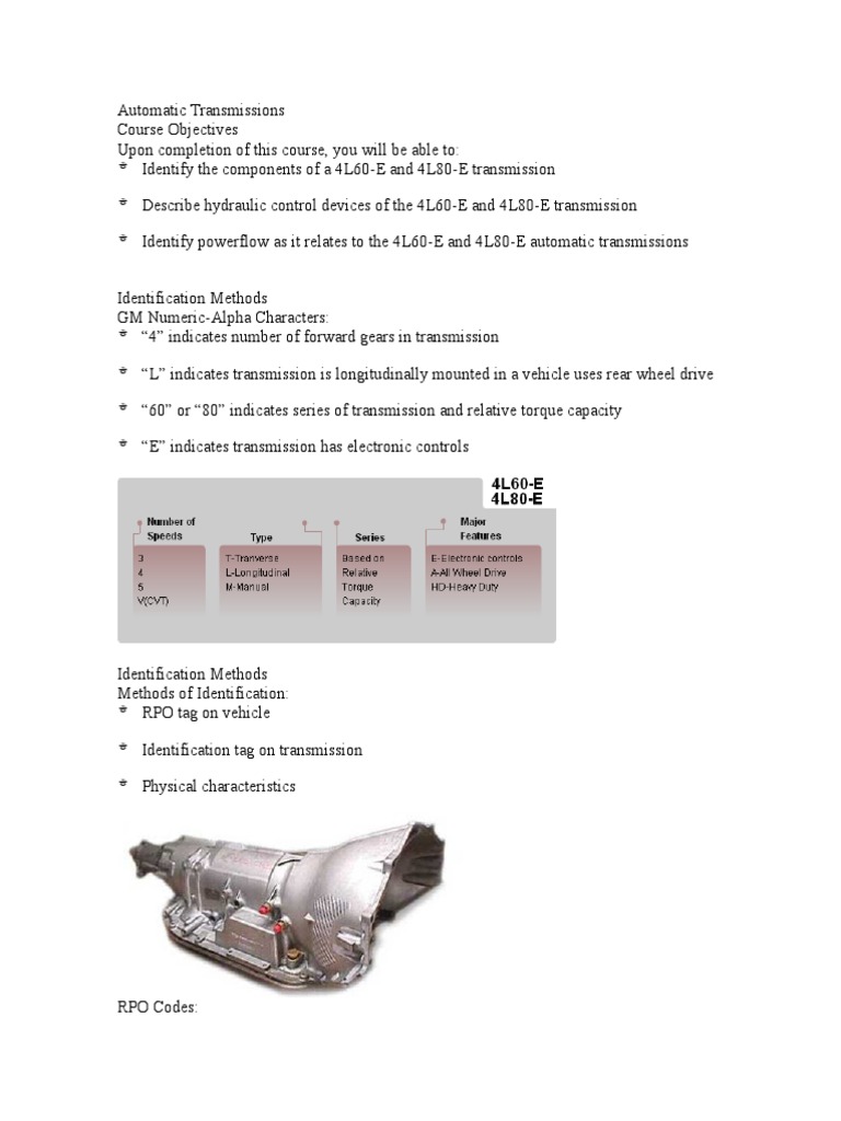 Automatic Transmissions | PDF | Chevrolet Silverado | Transmission ...