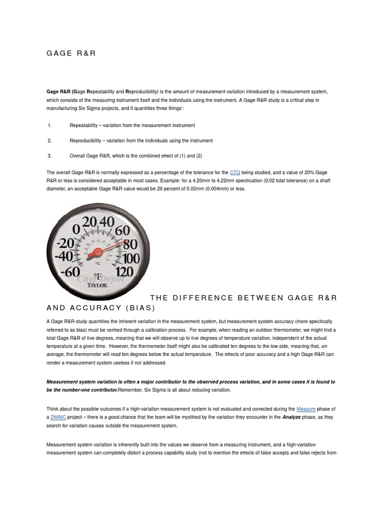 Steps For Conducting GR&R | PDF | Calibration | Engineering Tolerance
