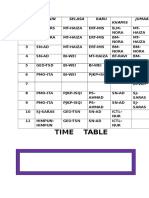 Time Table: Wakt U Isnin Selasa Rabu Khamis Jumaat