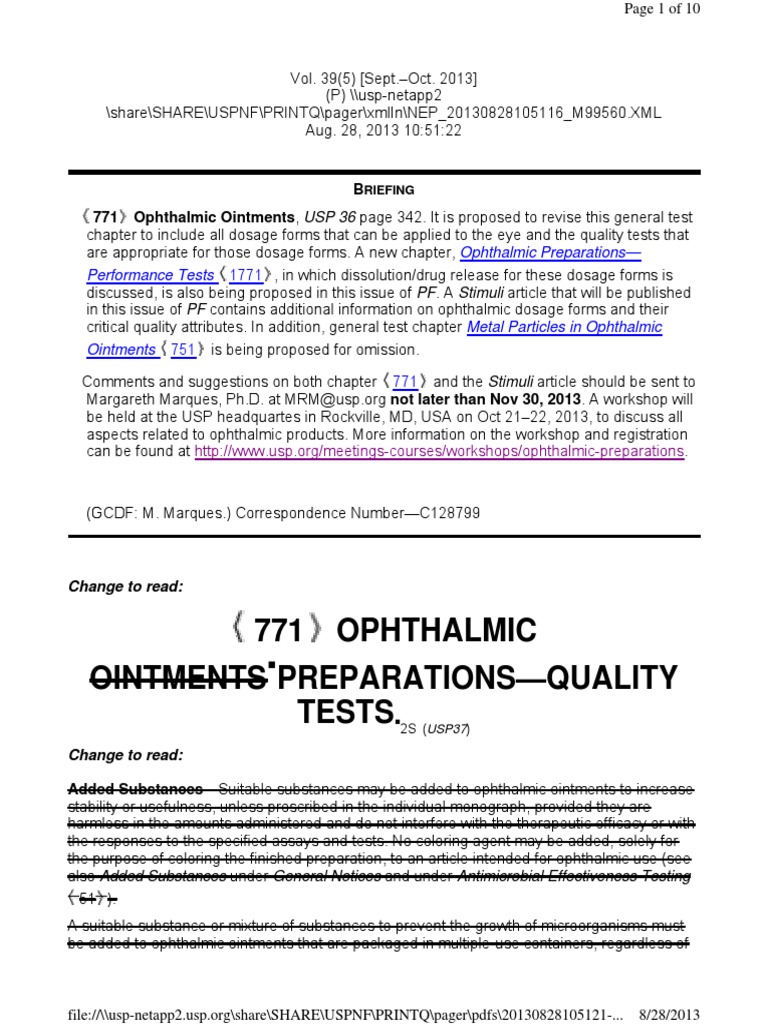 771 Ophthalmic Preparations Topical Medication Emulsion