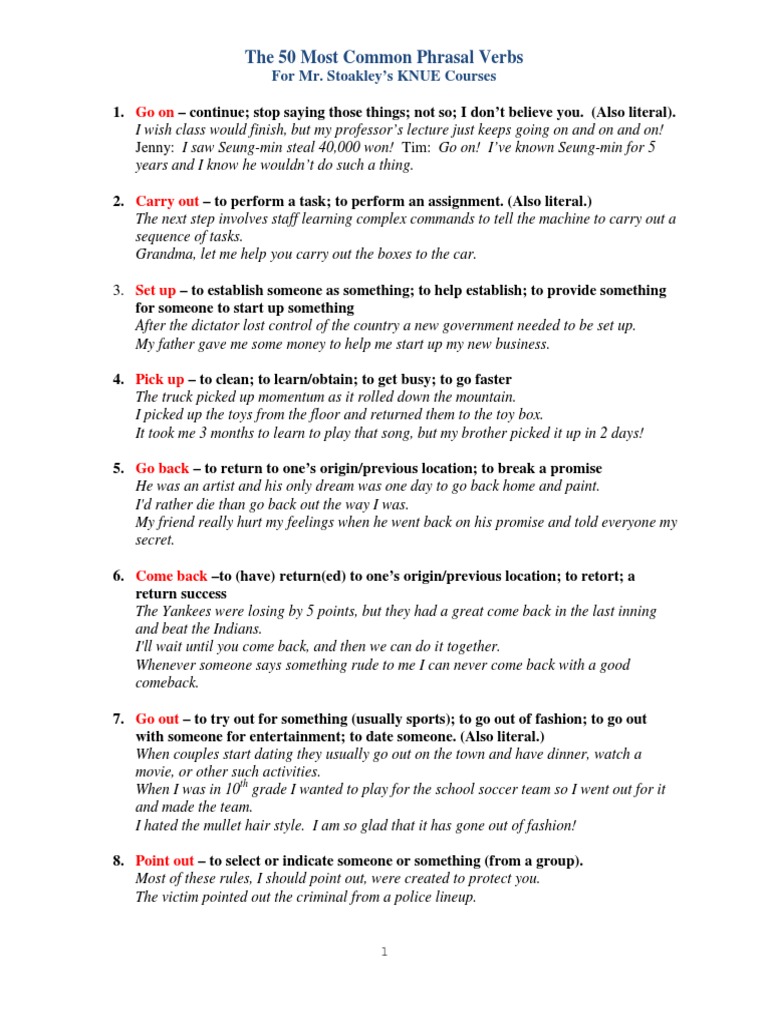 6-The 50 Most Common Phrasal Verbs PDF | PDF | Language Arts & Discipline