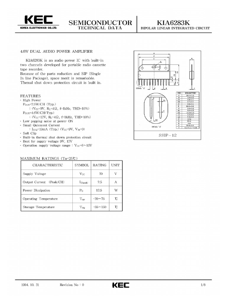 Datasheet HK Kia6283k 138662 PDF