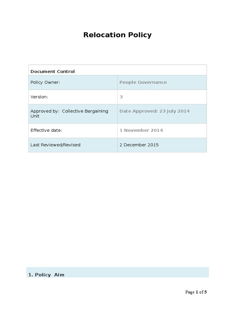 FNB Employee Relocation Policy | PDF | Insurance | Employment
