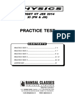 Practice Test Paper 11th (P - J) Physics 2013 - Hindi - WA