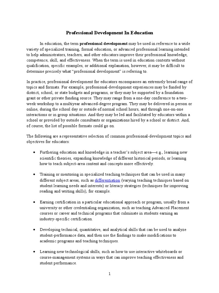 Professional Development | PDF | Teachers | Professional Development
