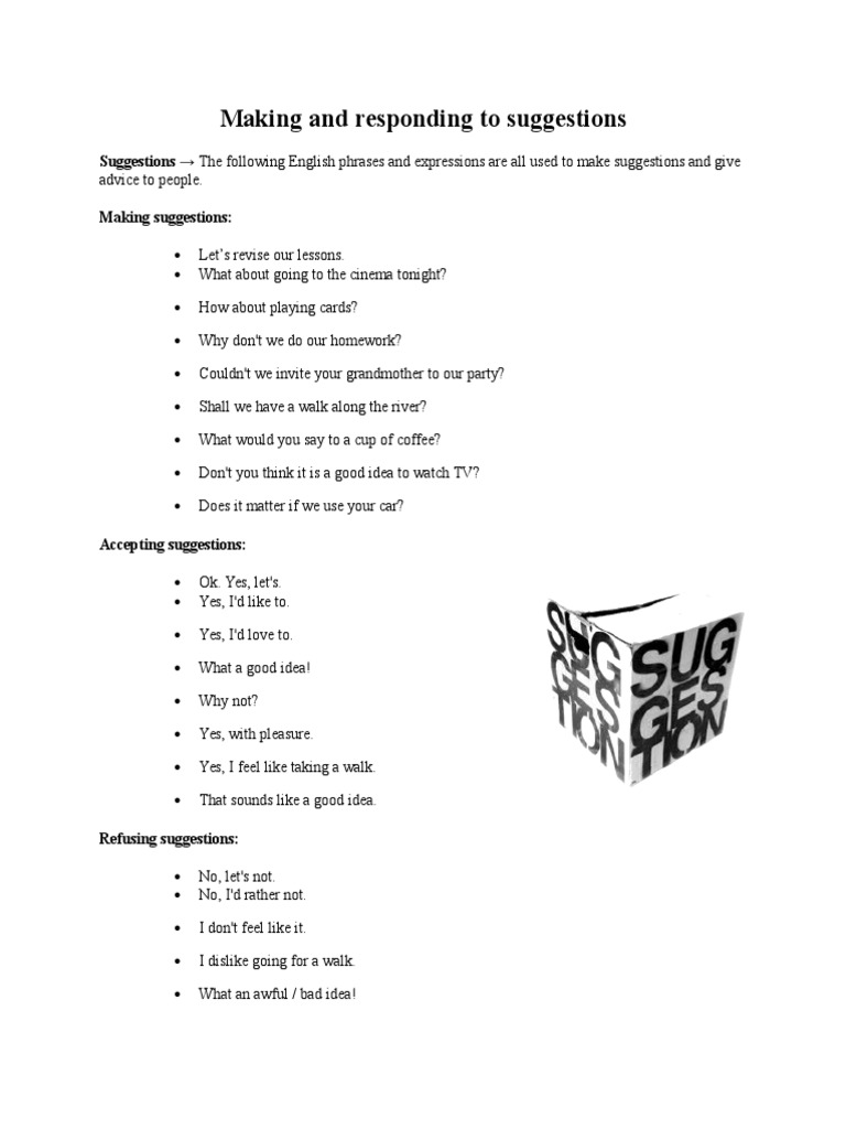 Making and Responding To Suggestions | PDF