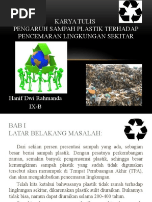 Karya Tulis Ilmiah Pengaruh Sampah Plastik Terhadap Pencemaran Lingkungan Sekitar
