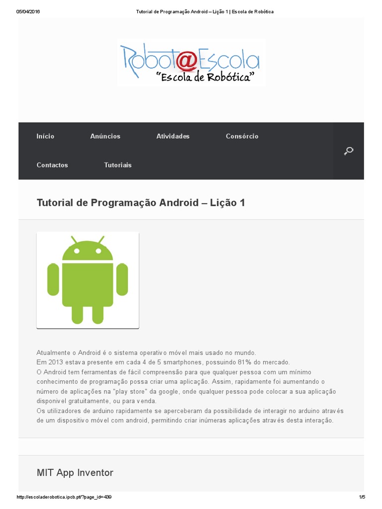 Tutorial de Programação Android - Lição 1 | PDF | Android (sistema ...