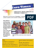 Euro Times: Greetings From Eurospeak Summer Students..