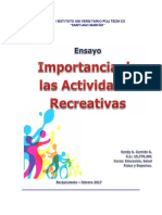 Importancia de Las Actividades Recreativas - Ensayo