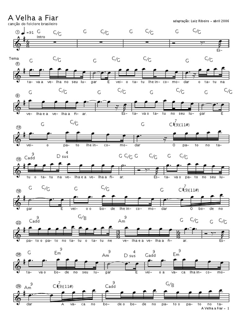 Letra e Acordes de A Velha a Fiar | PDF