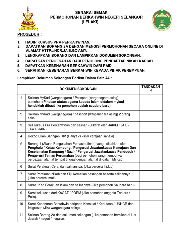 SenaraiSemakPermohonanNikahLelaki PDF  PDF