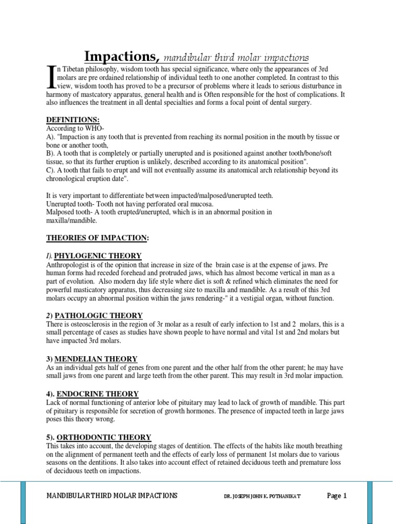 Mandibular Third Molar Impaction Classifications | PDF | Tooth ...