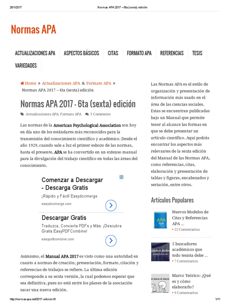 Normas APA 2017 6ta (Sexta) Edición Aspas Publicação