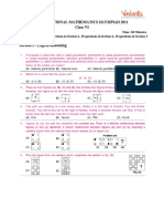 INTERNATIONAL MATHEMATICS OLYMPIAD 2011 Question Paper Class6 PDF