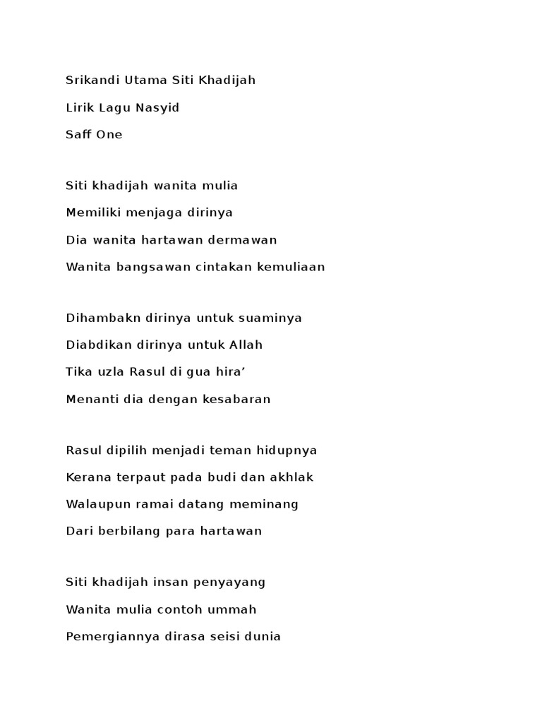 Siti Khadijah Lirik