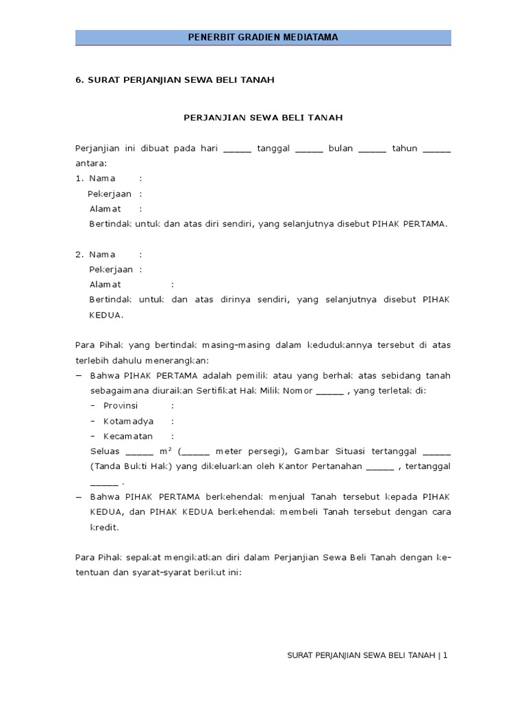 6 Surat Perjanjian Sewa Beli Tanahrtf