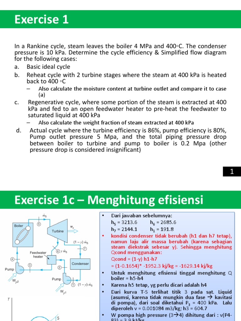 Exercise 1: - Also Calculate The Moisture Content at Turbine Outlet and ...