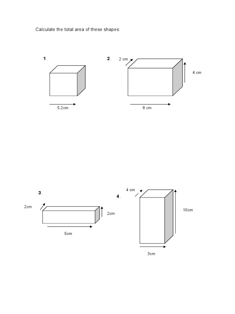 Total Area Calculation of Shapes | PDF