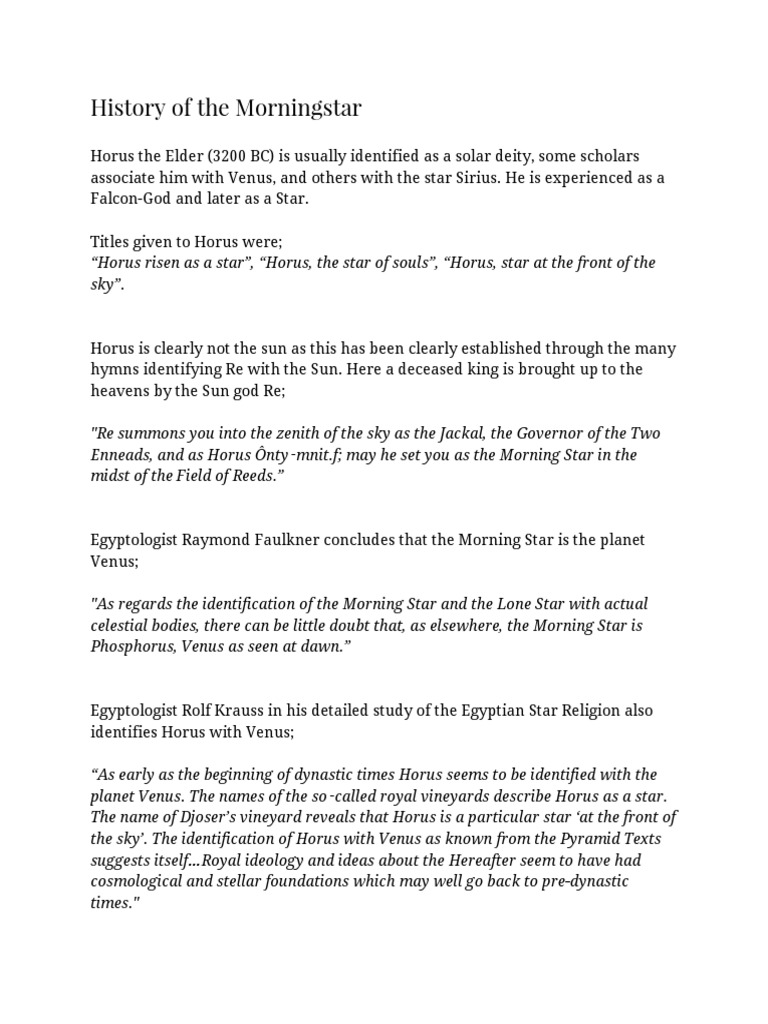 A Brief History of The Morningstar PDF | PDF | Lucifer | Horus
