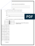 Avaliação Diagnóstica de Matemática