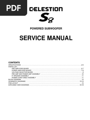 Powered Subwoofer Service Manual | PDF | Loudspeaker | Amplifier