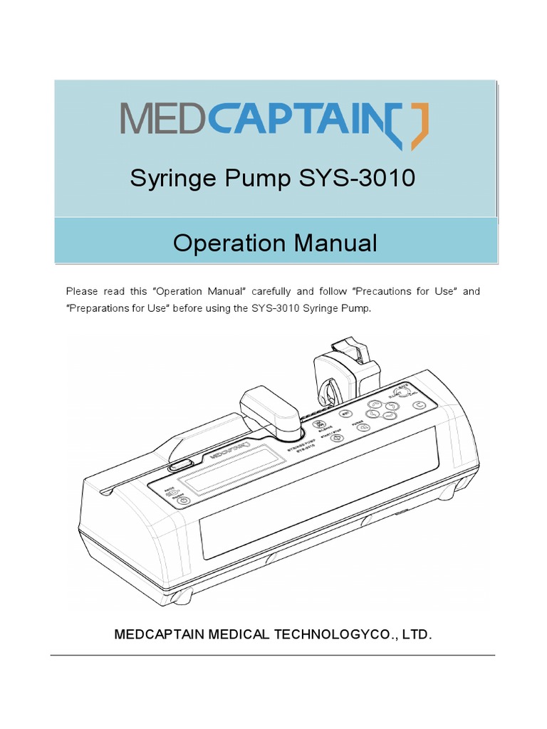 SYS3010 Syringe Pump Operation Manual_V1.1 Intravenous Therapy