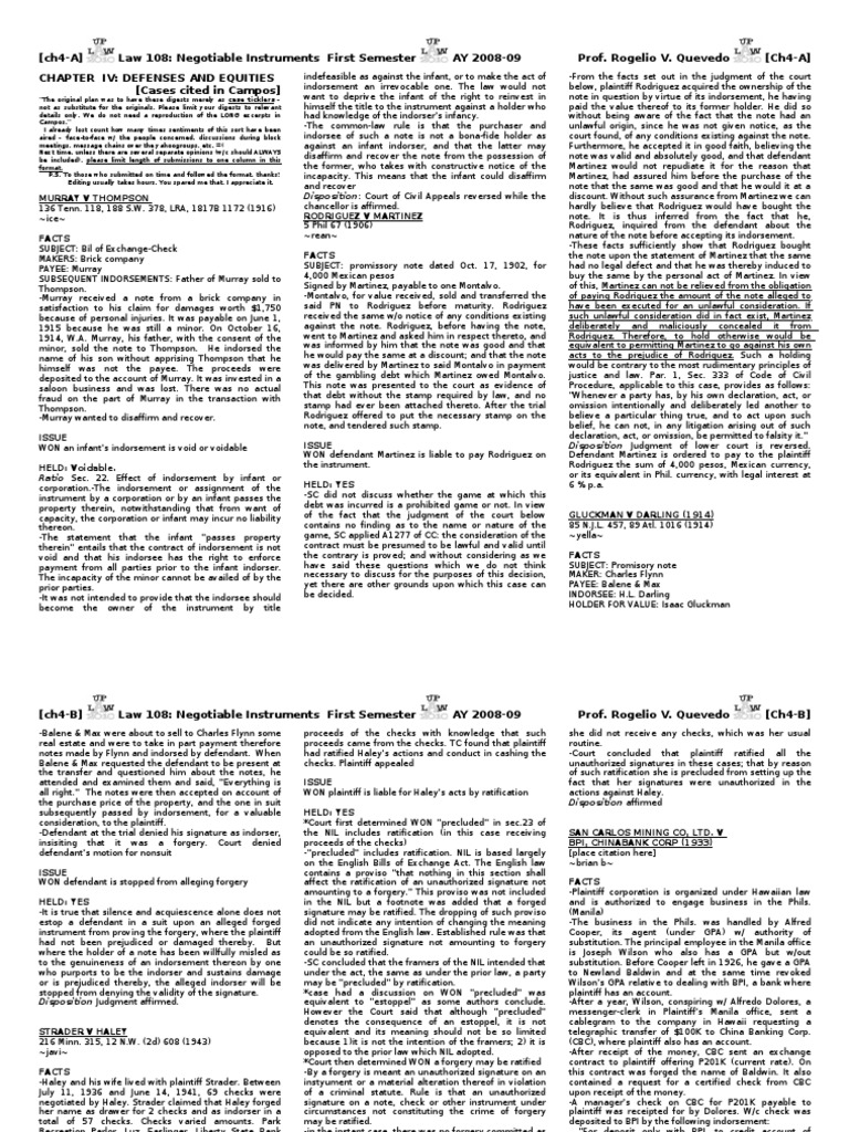 Campos Chapter 4 PDF | PDF | Cheque | Promissory Note