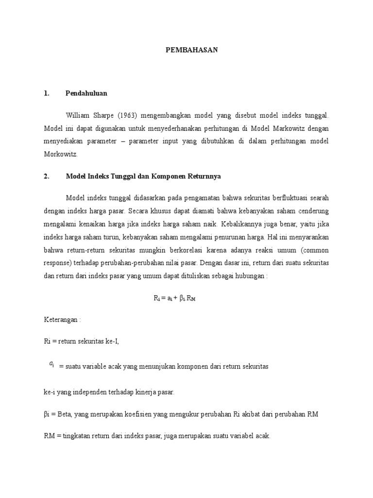 Model Indeks Tunggal