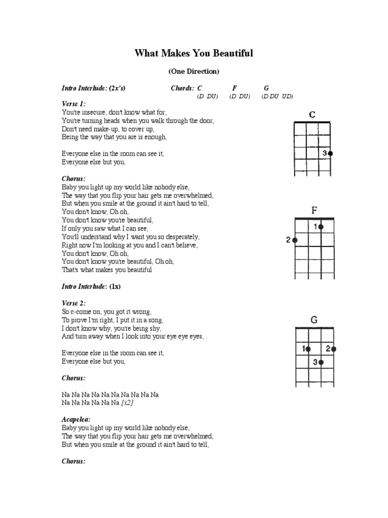 What Makes You Beautiful Lyrics PDF