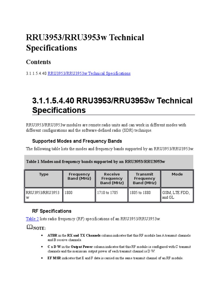 RRU3953 | PDF | Lte (Telecommunication) | Gsm