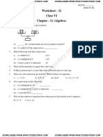 Worksheet - 12 Class VI Chapter - 11 (Algebra)