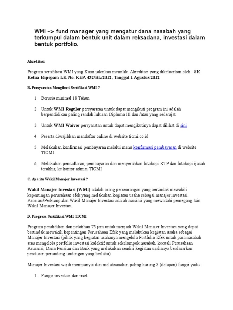 Rangkuman Informasi Wpee Wppe Wmi