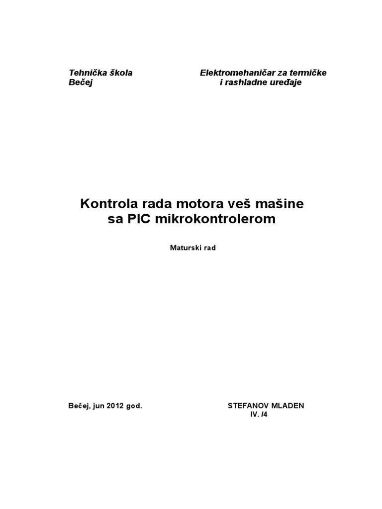 Kontrola Rada Motora Ves Masine | PDF