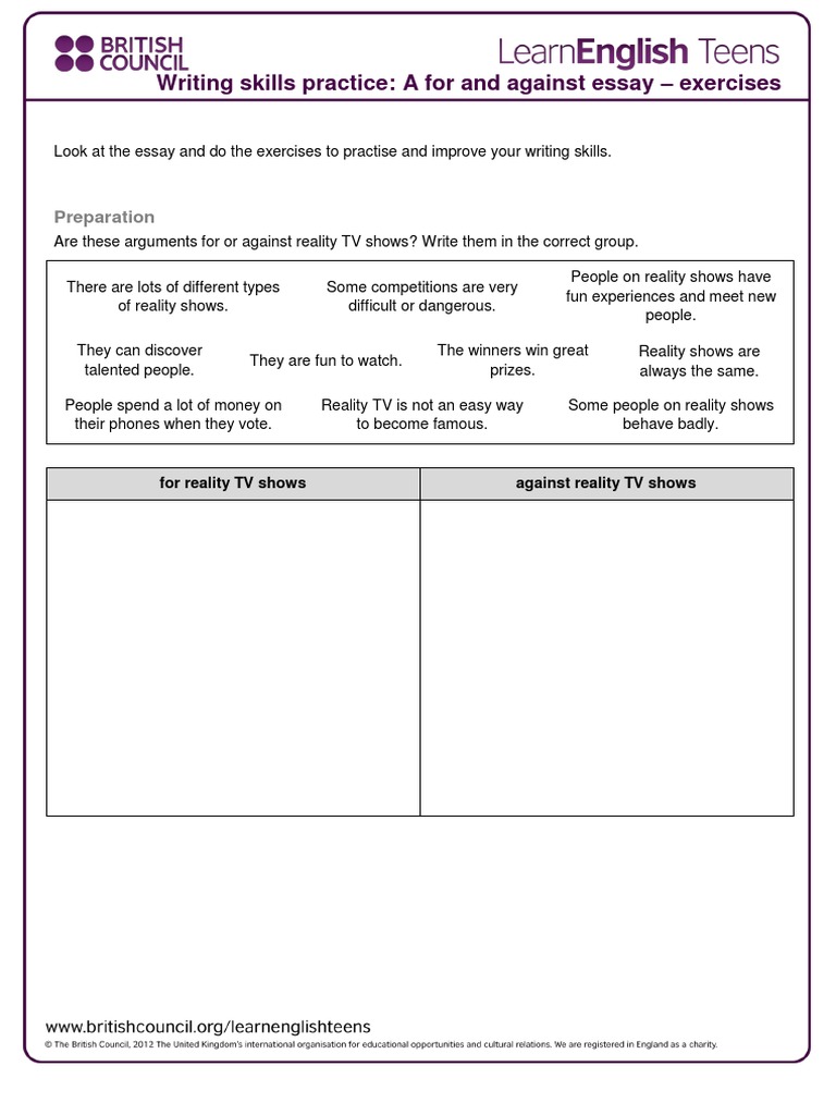 essay writing practice exercises